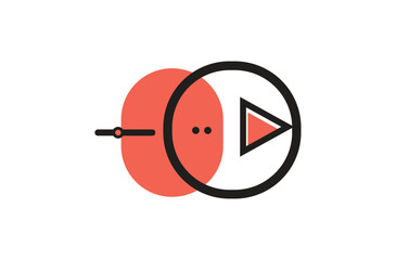 Video player flat logo design. Music player and video player icon