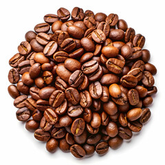roasted coffee beans isolated in white background