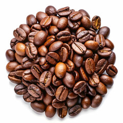roasted coffee beans isolated in white background