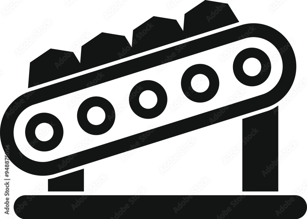 Aufkleber conveyor belt transporting coal from mine icon. simple illustration of conveyor belt transporting co