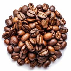 roasted coffee beans isolated in white background