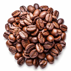 roasted coffee beans isolated in white background