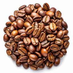 roasted coffee beans isolated in white background