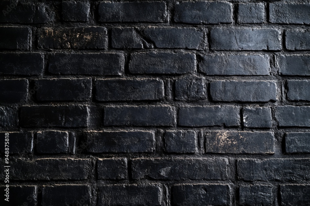 Poster a closeup image of a textured black brick wall, beautifully showcasing minimalism with its unique ab