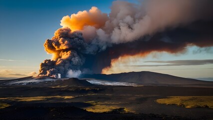 Fototapeta premium Fagradalsfjall Eruption in Iceland, Reykjanes Peninsula Volcano Activity 