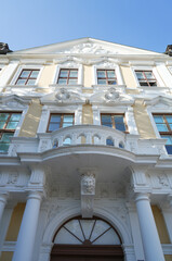 Facade and entry of the Landtag building in Magdeburg, Germany