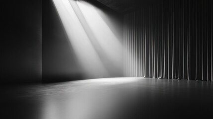 Dark Stage with Curtains and Dramatic Lighting