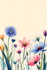 Charming and cute Watercolor flowers with clear background, Calming and femenine wall art, greeting cards.