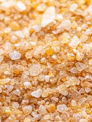 Macro shot of a single grain of sand, displaying intricate texture and vibrant color, capturing every minute detail.