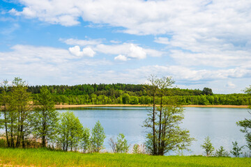 View of Kamedul lake and green landscape, Suwalski Landscape Park, Podlasie, Poland