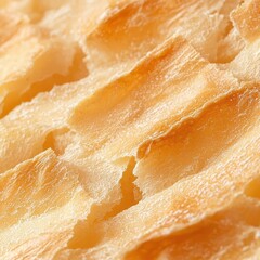 Obraz premium A detailed view of a freshly baked bread crust showcases its macro details and rich, golden texture.