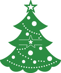 Christmas pine tree cutlery holder for laser cut. Christmas decorative element. Vector graphic