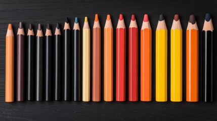 A diverse array of vibrant office and school supplies meticulously arranged on a dark textured surface highlighting creativity organization and productivity