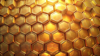 Golden Honeycomb Texture with Hexagonal Pattern