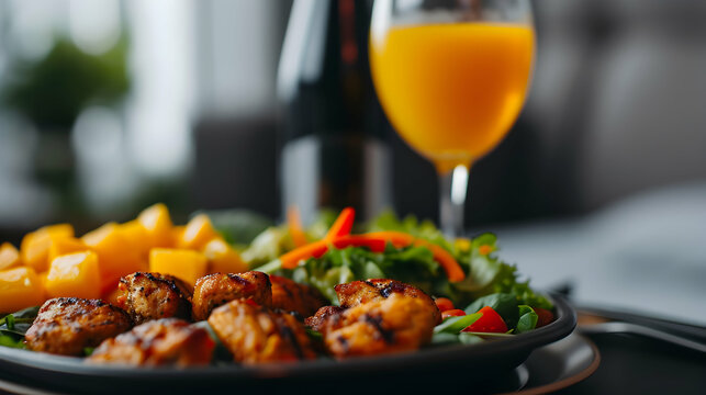 Tray Food Bed With Glass Orange