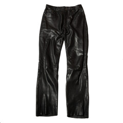 Biker leather trousers on white background
