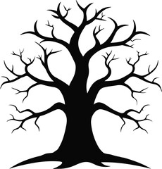 Obraz premium Halloween Tree Silhouette Vector Art Illustration