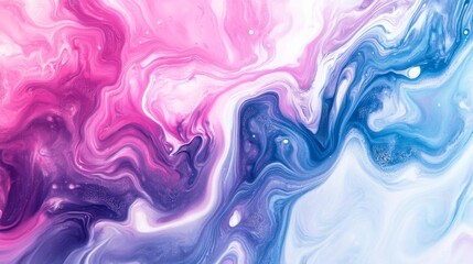 Fototapeta premium An abstract marbled effect featuring swirling shades of violet and pink. The fluid, flowing patterns create a dynamic background, resembling the smooth textures of a vibrant, artistic painting.