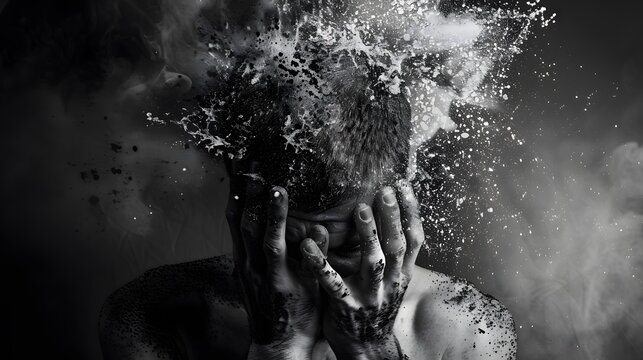 Man Exploding with Stress and Anxiety