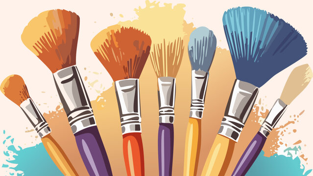 Pinceles y brochas de pintura en colores vibrantes