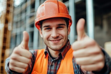 Trusted Handyman. Competent Handyman Giving Thumbs Up, Best Building Business Company Practices