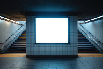 Obraz premium Light box display with white blank space for advertisement. Subway mock-up design. Horizontal 