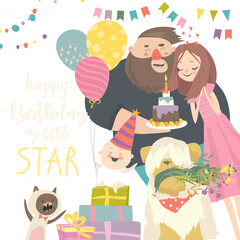 Mom and Dad celebrating their baby first birthday