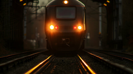 Naklejka premium Train Coming Down The Tracks Station