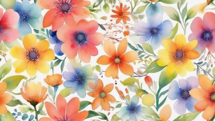 Bright watercolor flowers