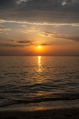 Fototapeta premium Spectacular sunset on the sea. Greece, Neos Marmaras.