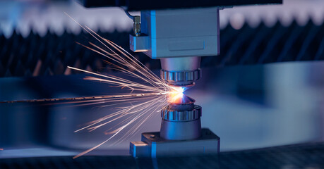 Laser cut engraving, Metallurgy milling plasma cutting of metal CNC. Concept background modern...
