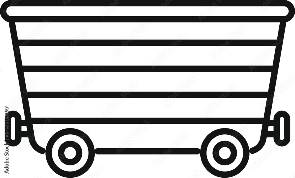 Aufkleber simple illustration of an empty minecart standing on rails