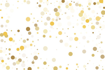 Golden glitter confetti on a white background. Illustration of a drop of shiny particles. Decorative element. Luxury background for your design, cards, invitations, gift, vip.