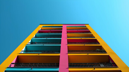 Tall Building With Balconies And Balconies Paint