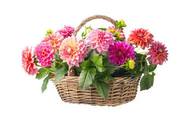 Obraz premium colorful dahlias flowers in basket