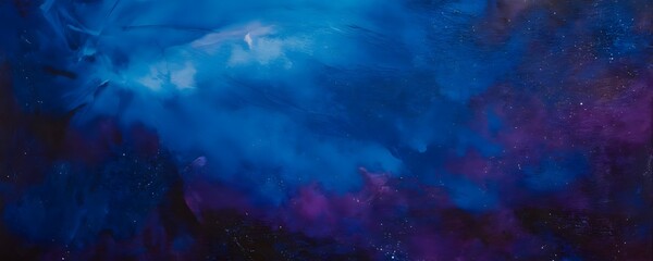 Obraz premium Vibrant blue and purple cosmic landscape depicting a starry night sky with soft cloud formations and deep space elements