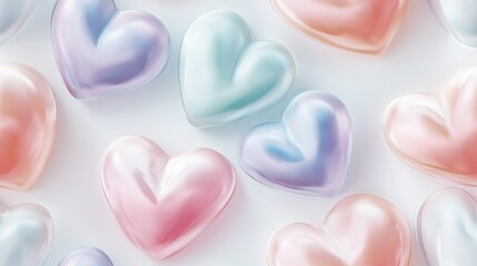 Obraz premium A cluster of pastel-colored hearts arranged on a white wax paper