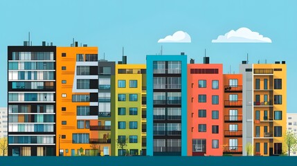 Fototapeta premium Colorful Apartment Buildings Illustration