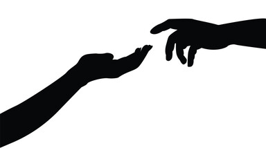 helping hand vector, Illustration of hands reaching for each other, The helping hand reaches out to the other hand. isolated on white background.