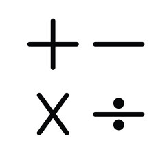 Calculator, math icon. Plus, minus and divide sign icon design set. Mathematical symbol icon.