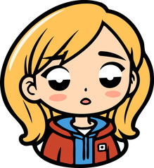 Cute girl cartoon with blonde hair