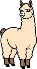 Cartoon of a standing brown llama