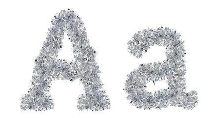 letter a made from New Year's tinsel, isolated Christmas tinsel, tinsel garland.