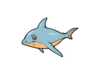 Colorful shark cartoon with friendly smile