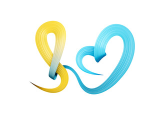 Kazakhstan Flag colors making bow to heart with ribbon 3d Illustration
