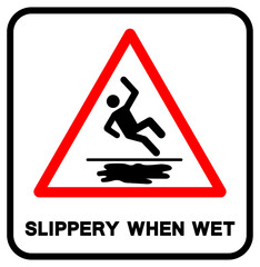 Slippery When Wet Symbol Sign,Vector Illustration, Isolate On White Background Label. EPS10