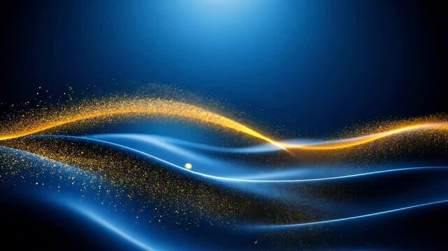 Elegant Gold and Blue Glittering Abstract Background for Celebrations and Events. Christmas or New Year festive background