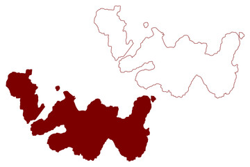 Naklejka premium Papa and West Head of Papa island (United Kingdom of Great Britain and Northern Ireland, Scotland, Shetland islands) map vector illustration, scribble sketch Isle of Papey map