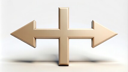 Obraz premium A 3D illustration of a two-sided arrow, one side pointing left and the other right, symbolizing balance, opposing views, and decision-making in a neutral color scheme.