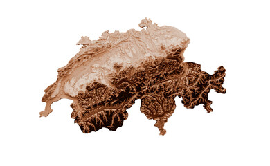Map of Switzerland in old style, brown graphics in a retro style Vintage Style. High detailed 3d illustration
